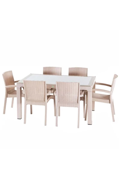 KASTAMONU PLASTİK Kastamonu Masa Takimi 0941 (80-140) Cappuccino - 1