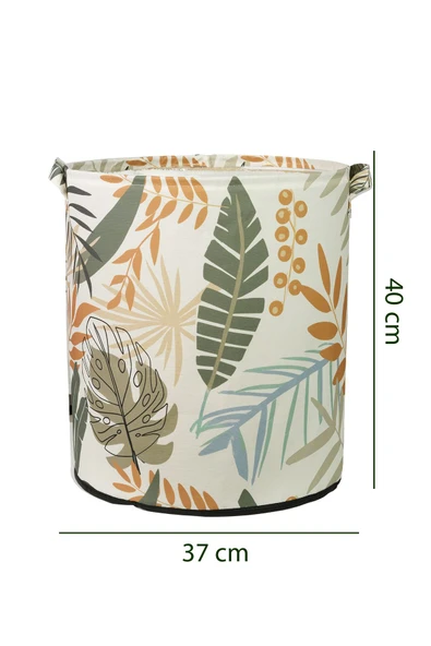 2'li Yaprak Desenli Silindir Ve Dikdörtgen Büyük Boy Kapaklı Saklama Kutusu 40x50x30cm Sepet 37x40cm - 7