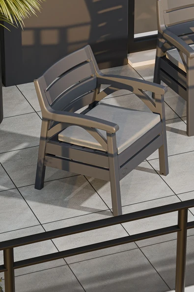 Çavdar Group Santana 4 Kişilik Minderli Ergonomik Bahçe Balkon Teras 2+1+1 Sehpalı Oturma Grubu - 3