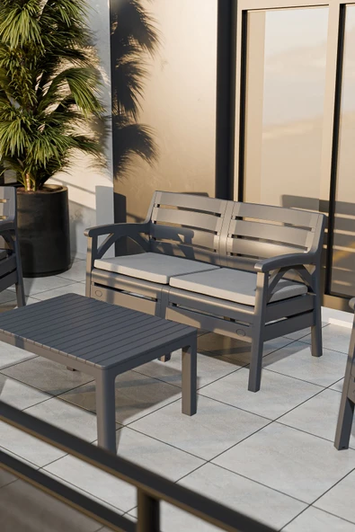 Çavdar Group Santana 4 Kişilik Minderli Ergonomik Bahçe Balkon Teras 2+1+1 Sehpalı Oturma Grubu - 2