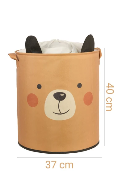 2'li Bear Tasarımlı Bebek Çocuk Odası Düzenleyici Saklama Kutusu Oyuncak Kirli Sepeti 37x40 - 3