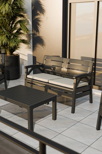 Çavdar Group Santana 4 Kişilik Minderli Ergonomik Bahçe Balkon Teras 2+1+1 Sehpalı Oturma Grubu - 2