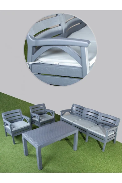 Çavdar Group Venezia 5 Kişilik Minderli Oturma Grubu 70x120 Yüksek Sehpalı Ergonomik Estetik Tasarım