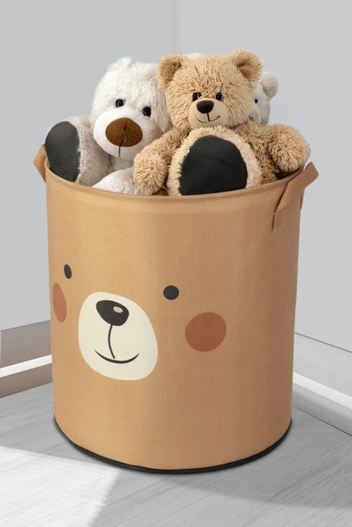 2'li Bear Tasarımlı Bebek Çocuk Odası Düzenleyici Saklama Kutusu Oyuncak Kirli Sepeti 37x40 - 4