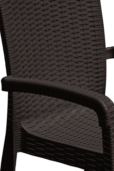Çavdar Group Trend Lüx Rattan Desen Bahçe Koltuğu Balkon Bahçe Teras Sandalye Kahverengi 4 Adet - 3