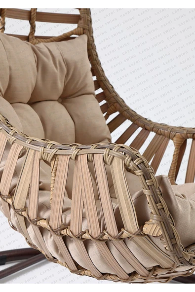 Çavdar Group Didim Rattan Tek Kişilik Salıncak Bahçe Balkon Teras Salıncağı - Resim 2