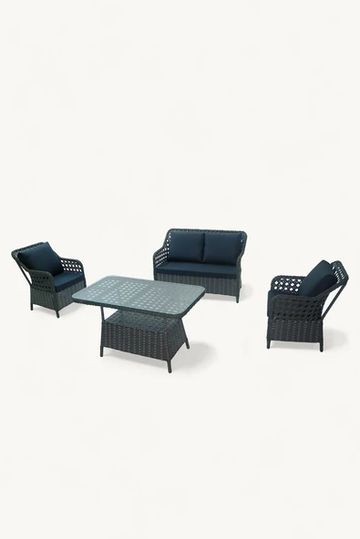 Çavdar Group İcon Raddan 2+1+1 Çay Seti Balkon Teras Bahçe Mobilyası El Örgüsü Raddan 4 Kişilik Oturma Grubu ürün görseli