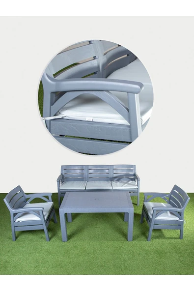 Çavdar Group Venezia 5 Kişilik Minderli Oturma Grubu 70x120 Yüksek Sehpalı Ergonomik Estetik Tasarım - 2