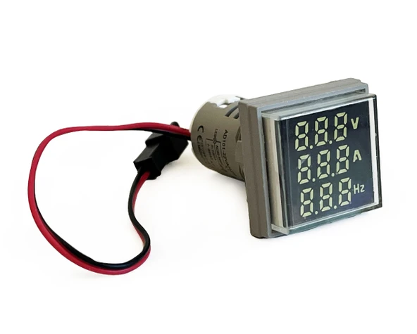 3'lü Volt Amper Hertz Ölçüm Voltmetre AC60-500V 0-100A 20-75Hz - 6