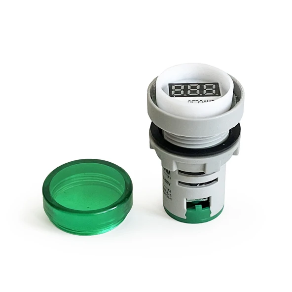 Mini Dijital Voltmetre 22MM AC 60-500V LED Yeşil Işık - 6