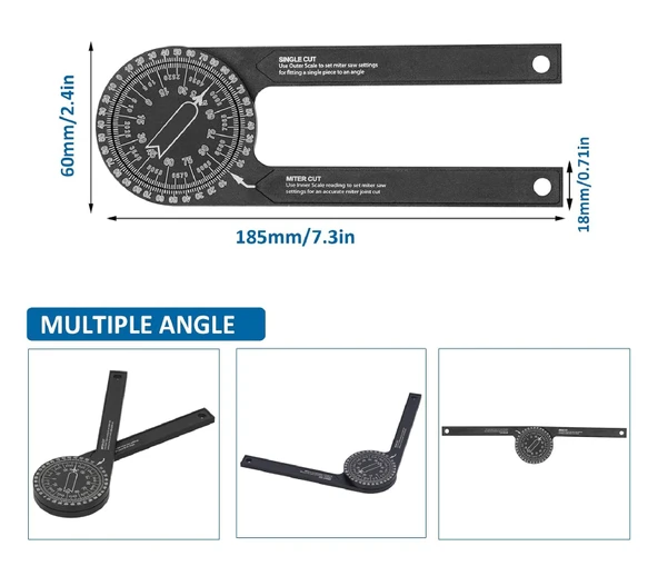 AEK-Tech Mekanik Hassas Açı Ölçer İletki - Resim 4