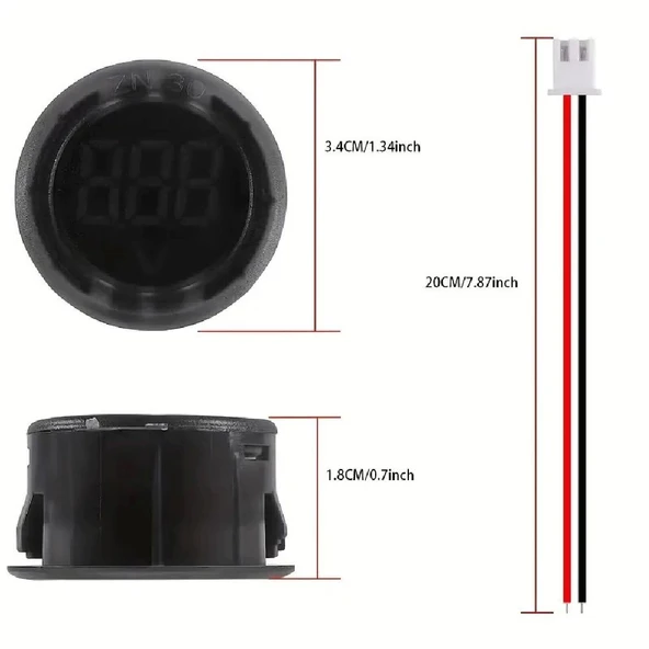 Dijital Voltmetre DC4-100V Mavi Araç Karavan Motorsiklet Yat Tekne - 2