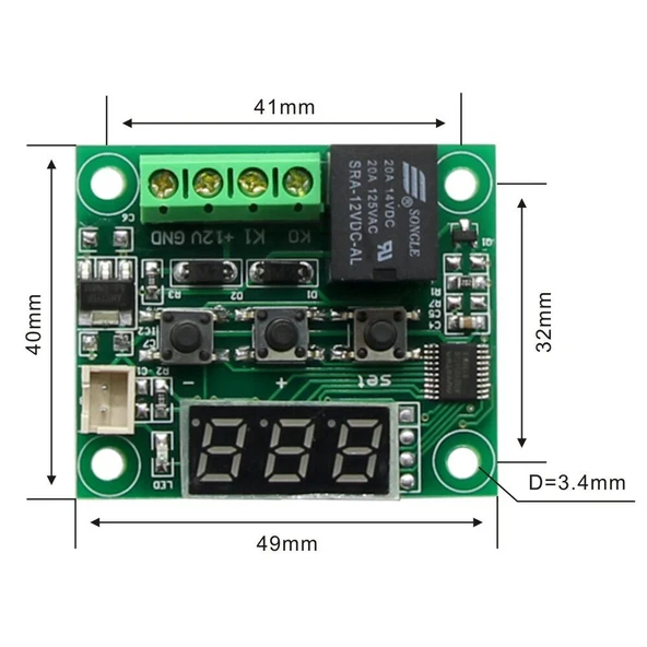 DC 12V Mini Termostat Sıcaklık Kontrol Devresi -50-110C - 4