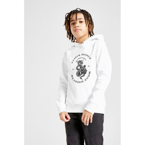 Taylor Ts Baskılı Unisex Çocuk Kapüşonlu Beyaz Sweatshirt - 1