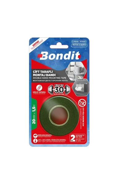 Bondit Bnmd2015 Çift Taraflı Montaj Bandı 20 Mm X 1.5 Metre
