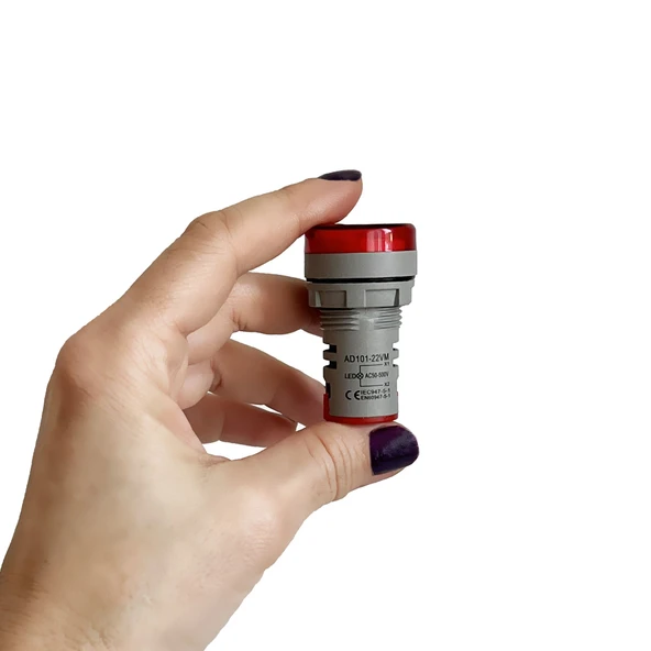 Mini Dijital Voltmetre 22MM AC 60-500V LED Kırmızı Işık - 4