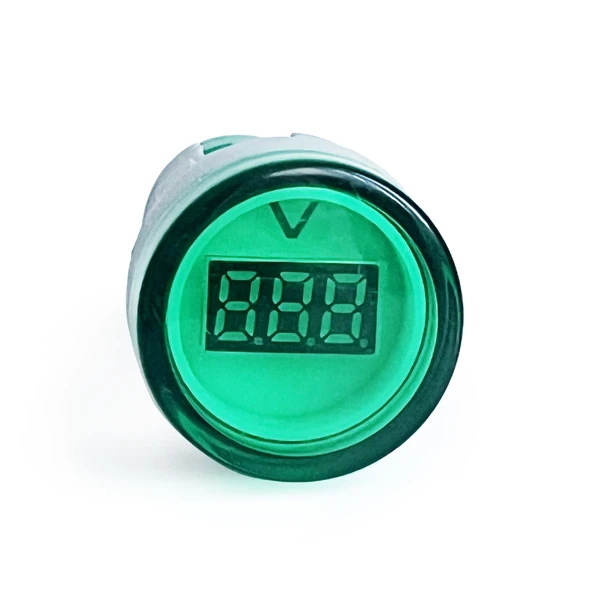 Mini Dijital Voltmetre 22MM AC 60-500V LED Yeşil Işık - 3
