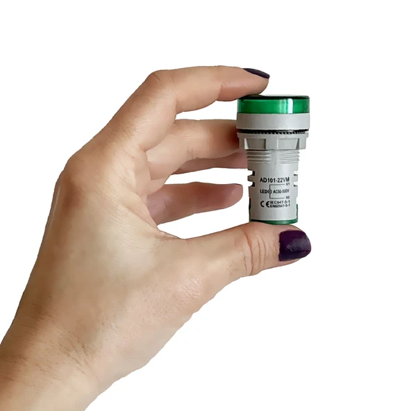 Mini Dijital Voltmetre 22MM AC 60-500V LED Yeşil Işık - 4