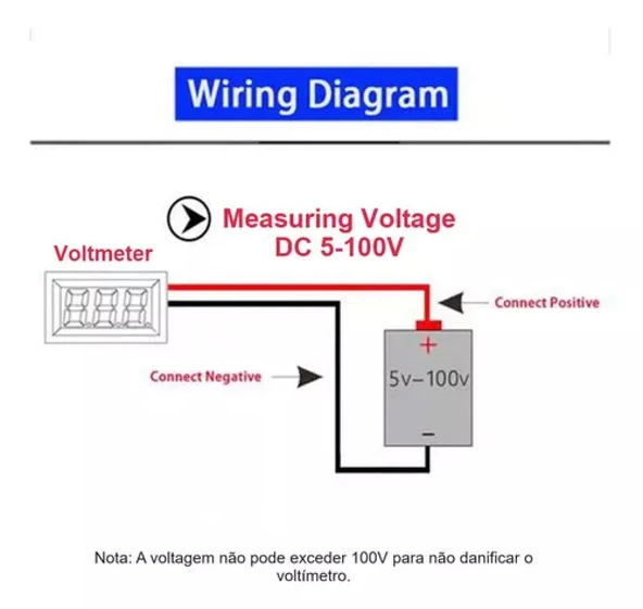 Dijital Voltmetre DC4-100V Kırmızı Araç Karavan Motorsiklet Yat Tekne - 4