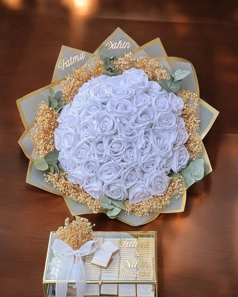 Arin Gold Söz Nişan Kız İsteme Çikolatası ve İsteme Çiçeği Seti