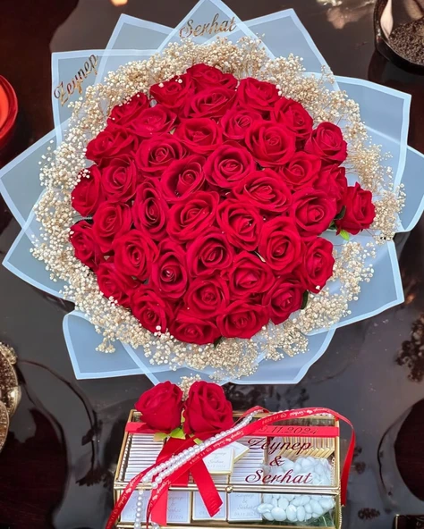 Zia Gold Söz Nişan Kız İsteme Çikolatası ve İsteme Çiçeği Seti