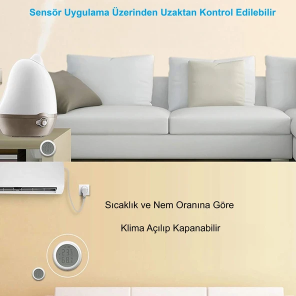 HyMark ZigBee Tuya Akıllı Yaşam Uygulaması Sıcaklık Nem Sensörü LCD Ekran APP Kontrol Alexa Google Home - Resim 6