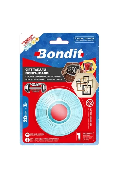 Bondit Çift Taraflı Montaj Bandı 20 Mm X 3 Metre (bnmd2030)