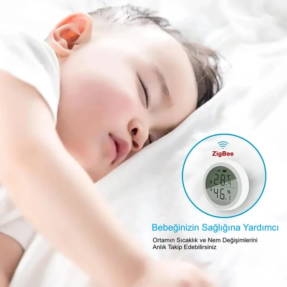 HyMark ZigBee Tuya Akıllı Yaşam Uygulaması Sıcaklık Nem Sensörü LCD Ekran APP Kontrol Alexa Google Home - Resim 7