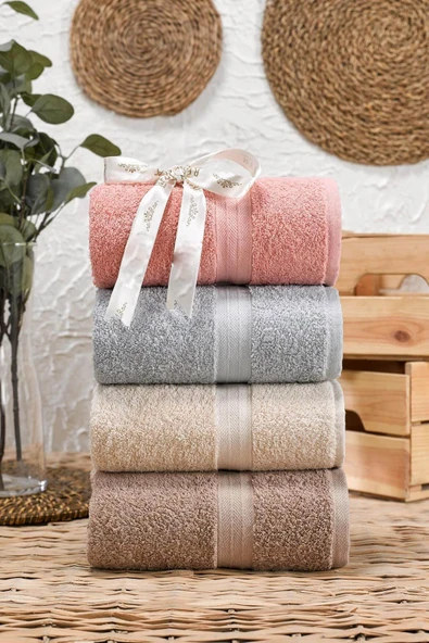 4 Lü El Yüz Havlu Seti %100 Pamuklu 50x85 Cm Mabel - 5