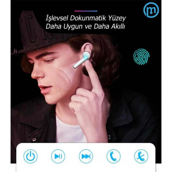 Sensörlü Kablosuz Bluetooth Kulaklık İphone 5,6,7,8,X ve Android - 7