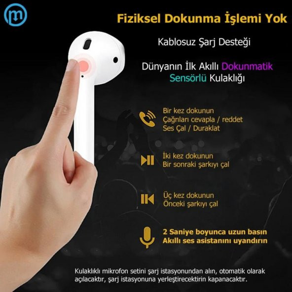 Sensörlü Kablosuz Bluetooth Kulaklık İphone 5,6,7,8,X ve Android - 8