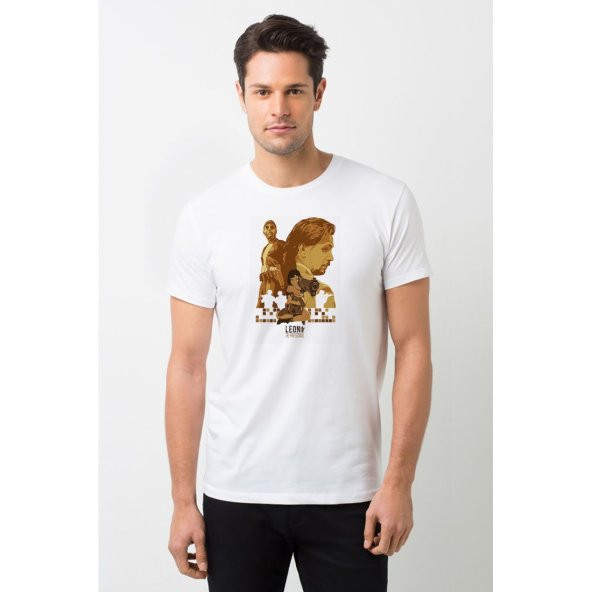 The Professional Leon Mathilda Sevginin Gücü Baskılı Beyaz Erkek Örme Tshirt