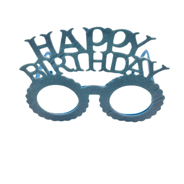 Plastik Happy Bırthday Simli Taç Gözlük Mavi 2 li Set - 2