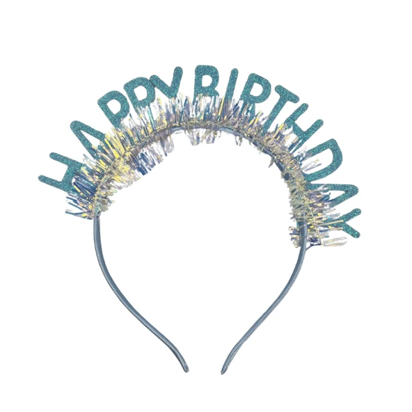 Plastik Happy Bırthday Simli Taç Gözlük Mavi 2 li Set - 3