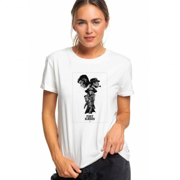 Peaky Blinders Tommy Shelby Cillian Murphy Baskılı Beyaz Kadın Tshirt