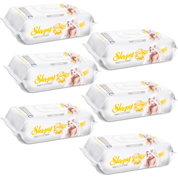 Sleepy Sensitive 90 Yaprak 6 Lı Paket Islak Mendil