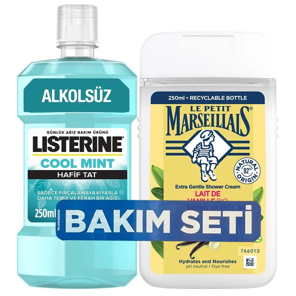 Listerine Cool Mint  Hafif Tat Ağız Gargarası 250 ml + Vanilya Sütü Duş Jeli 250 ml