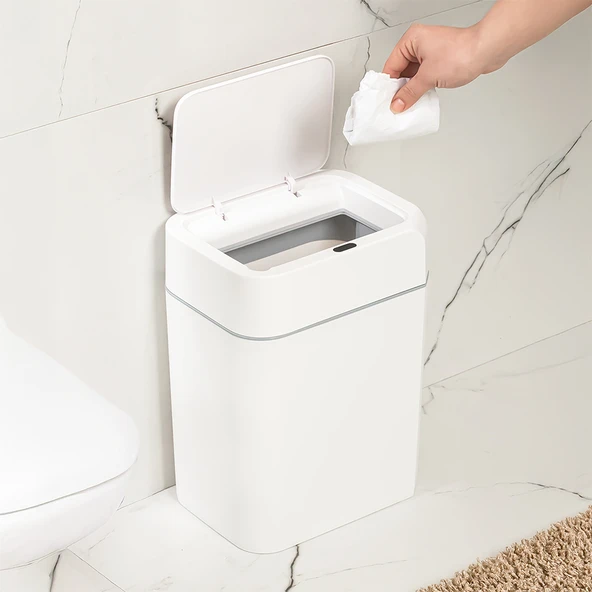 Porsima 4147 Hareket Sensörlü Sessiz Kapatma Çöp Kutusu Banyo Mutfak Çöp Kovası Kapaklı Banyo Çöp Kovası - 5