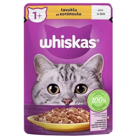 Whiskas Pouch Jöle İçerisinde Tavuklu Yetişkin Konserve Kedi Maması 85 Gr