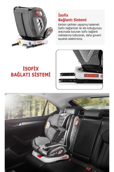 MOJE Safe Up 0-36 Kg 360° Dönebilen Isofix'li Oto Koltuğu - Kahverengi - 6