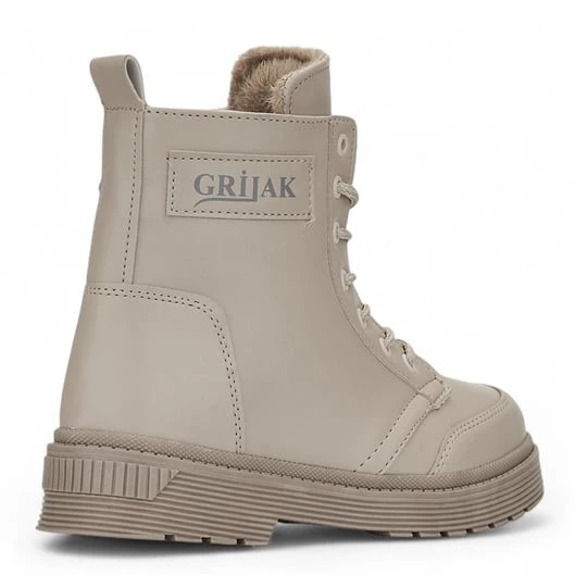 GRİJAK KIŞLIK CİLT SU GEÇİRMEZ KAYMAZ TABAN BAYAN BOT - 3