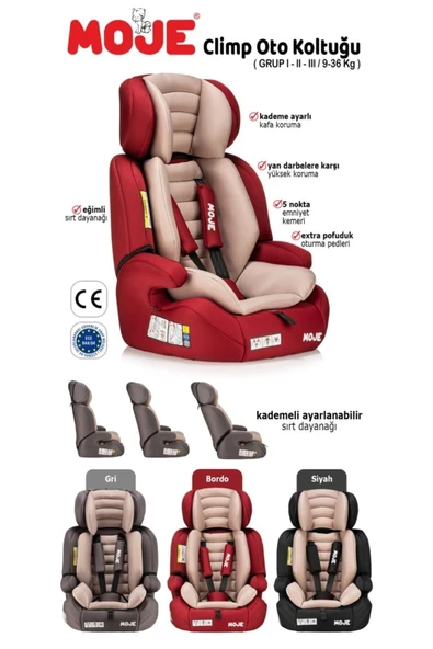 MOJE Climb 9-36 Oto Koltuğu/bordo-krem - 4
