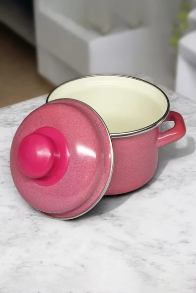 Nishev.com Evini Sev İtalyan Emaye Mini Derin Tencere 12 cm 900 ml – Kırmızı - 2