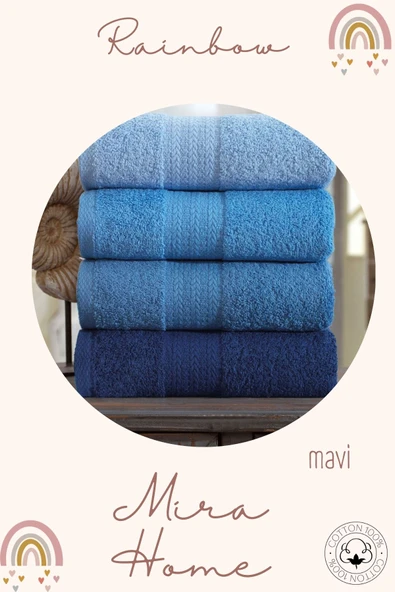 4 Lü El Yüz Havlu Seti %100 Pamuklu 50x85 Cm Rainbow - 4
