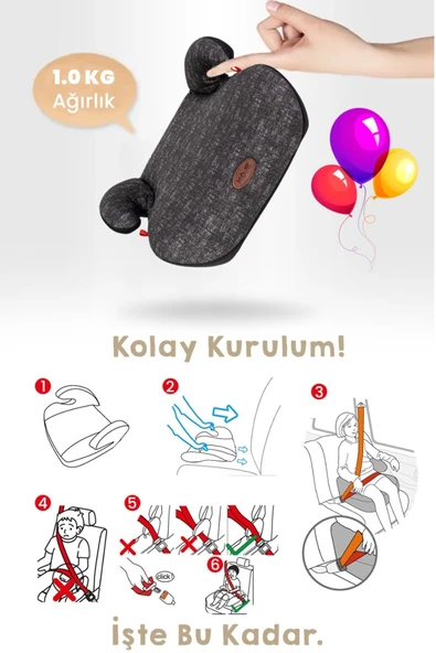 MOJE Koltuk Yükseltici Booster 15-36 Kg Bej - 5