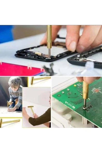 16 cm Mini Çekiç 5 i 1 Arada Cep Çekiç 4'lü Tornavida Ucu Tamir Seti Takı Saat Elektronik Tamiri - 4
