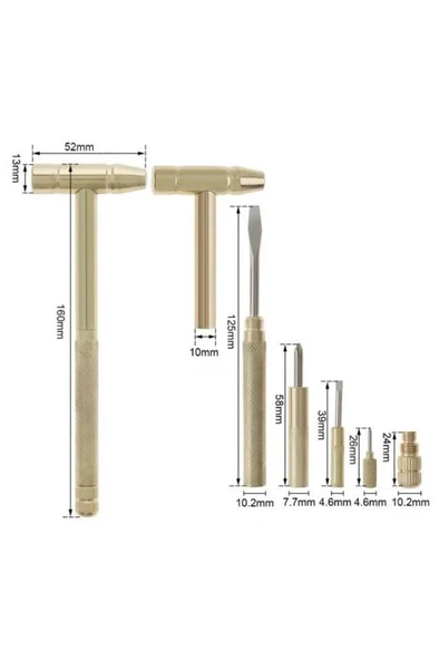 16 cm Mini Çekiç 5 i 1 Arada Cep Çekiç 4'lü Tornavida Ucu Tamir Seti Takı Saat Elektronik Tamiri - 3