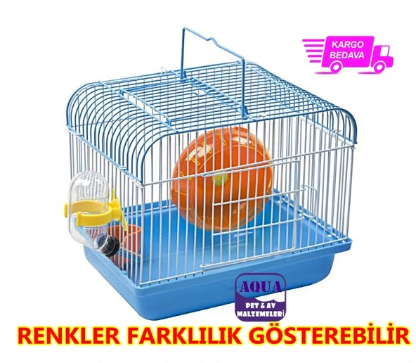 Hamster Kafesi 27x17x19 cm Yemlik Suluk Çemberli Hamster Kafesi