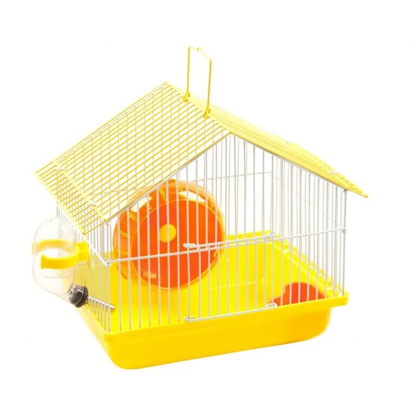 Hamster Kafesi 27x17x19 cm Yemlik Suluk Çemberli Hamster Kafesi - 2