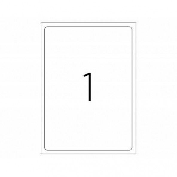 A4 yapışkanlı "199,6mm x 289,1mm" LASER ETİKET - (5.Yaprak - 5 Etiket)